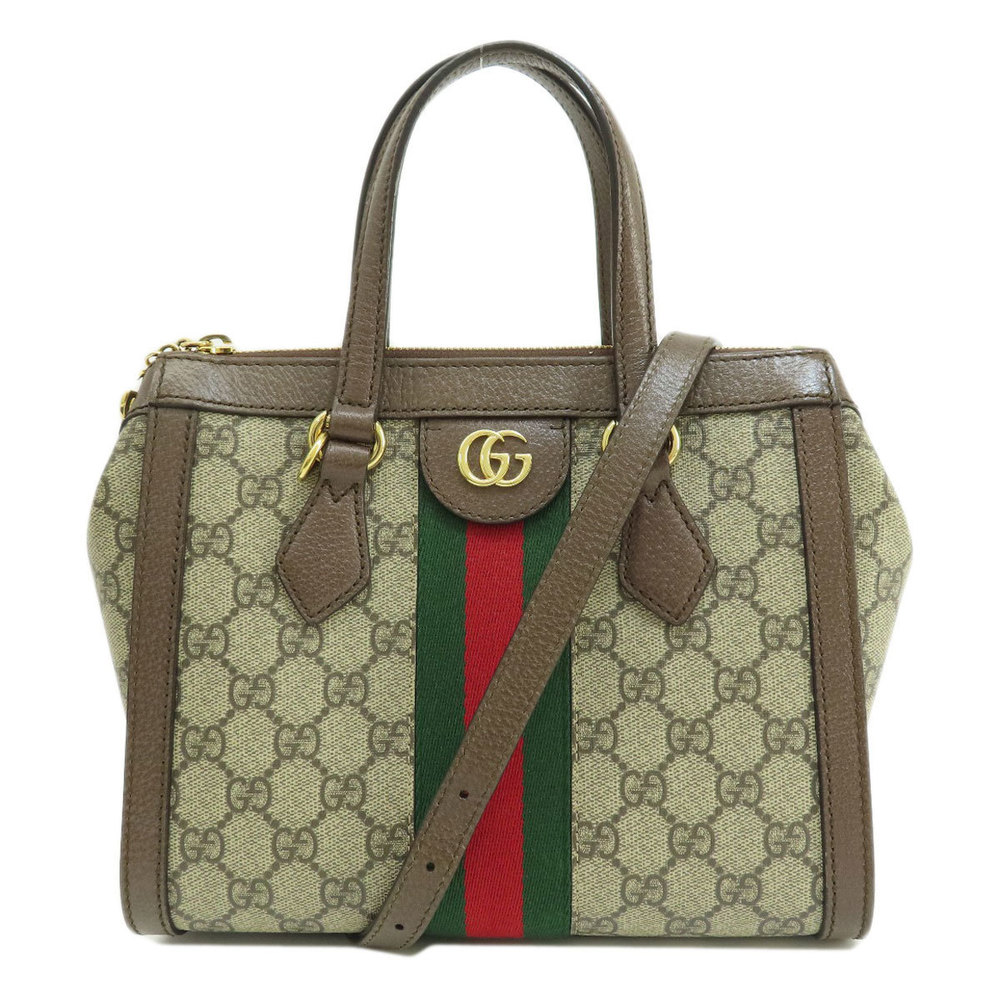 Gucci Ophidia GG 2way Handbag PVC Leather Brown - Picture 1 of 9